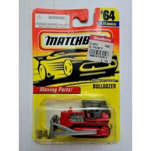 <SOLD> 1996 MATCHBOX Action System #64 BULLDOZER Red/Gray w Moving Parts / SOLD